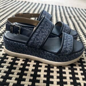 Blue Michael Kors Platform Sandals